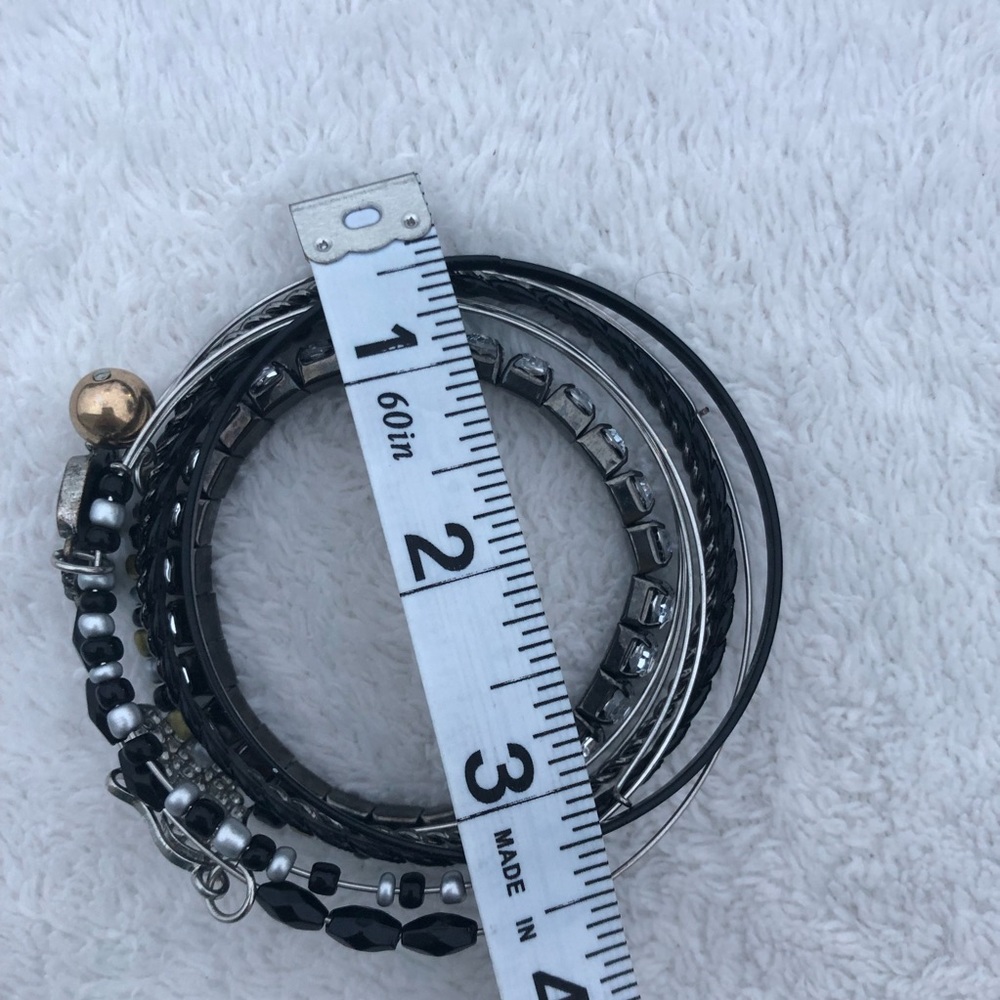 Boho Bangle Bracelets Bracelet Stack Black & Silver